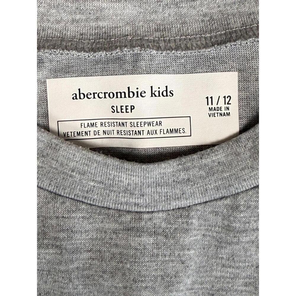 Abercrombie Kids Pajama Top Kids 10-12 Gray Long Sleeve Sleepwear Logo - Picture 3 of 6